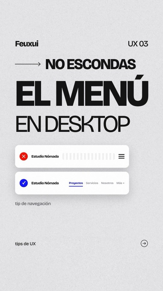 Portada del reel de Feuxui sobre menu hamburguesa