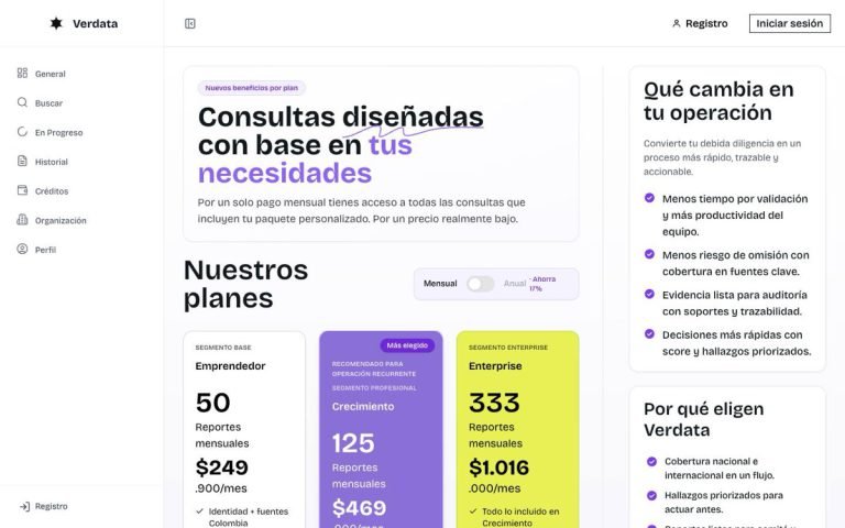 Verdata · App — sitio web diseñado por LA BRUTAL