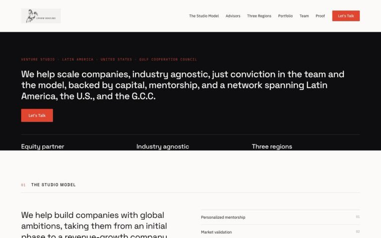 Upview Ventures — sitio web diseñado por LA BRUTAL